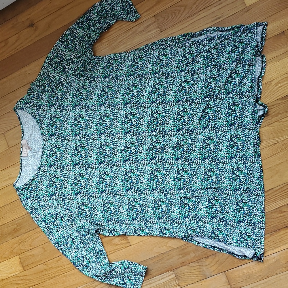 Women's Green Patterned Scoop Neck Top